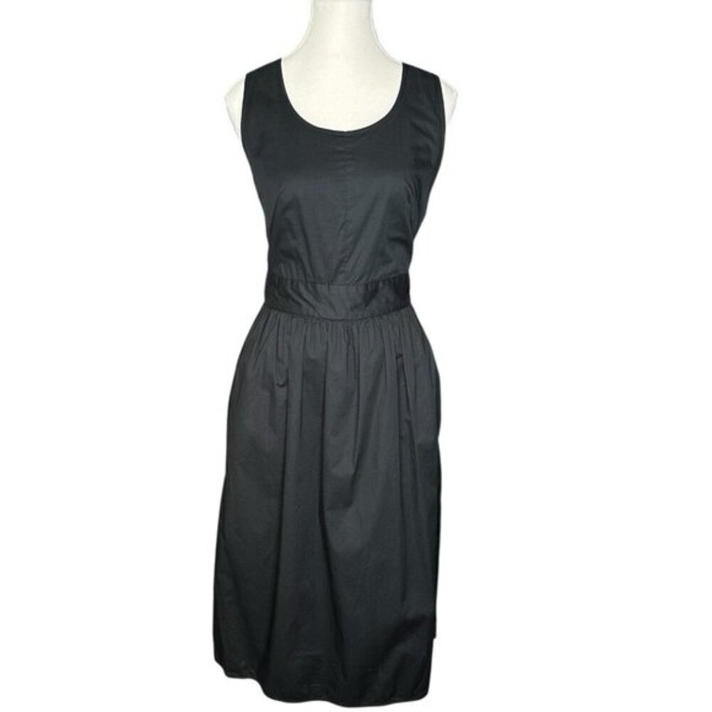 Everlane Black Cross‎ Back Cotton Apron Midi Dress Sleeveless Size 0 Minimalist
